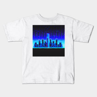 Pixel art cyberpunk cities 2 Kids T-Shirt